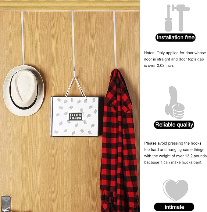 Hotop 15 Inch Wreath Hangers for Front Door Wreath Doors Hangers Steel Material Clothes Towel Hooks Holder Over The Door Hanger Hooks 2 Pcs for Christmas Halloween Front Decorations(Silver)
