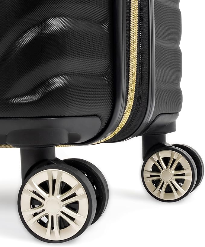 Kenneth Cole REACTION マディソンスクエア 軽量 ハードサイド シェブロン 拡張可能 スピナーラゲッジ, ブラック, 20インチ 機内持ち込み