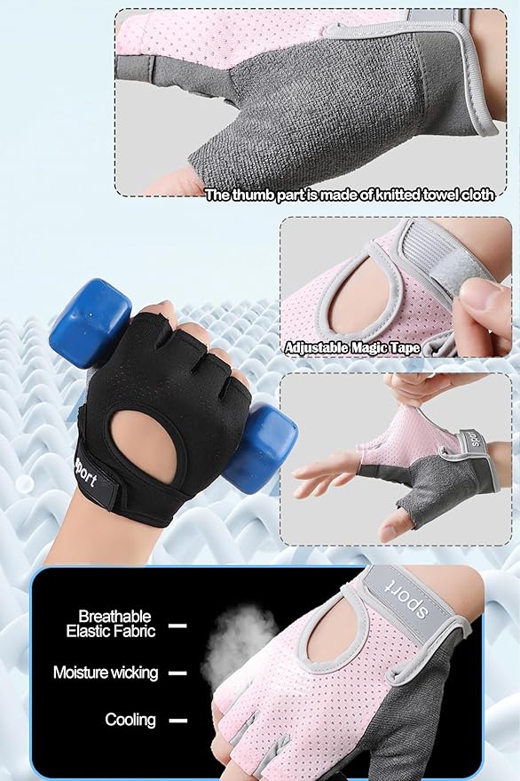 Fingerless Cycling Gloves Men Women Breathable Mesh Anti-Slip Workout Gloves for Fishing Gym Exercise Fitness Rowing