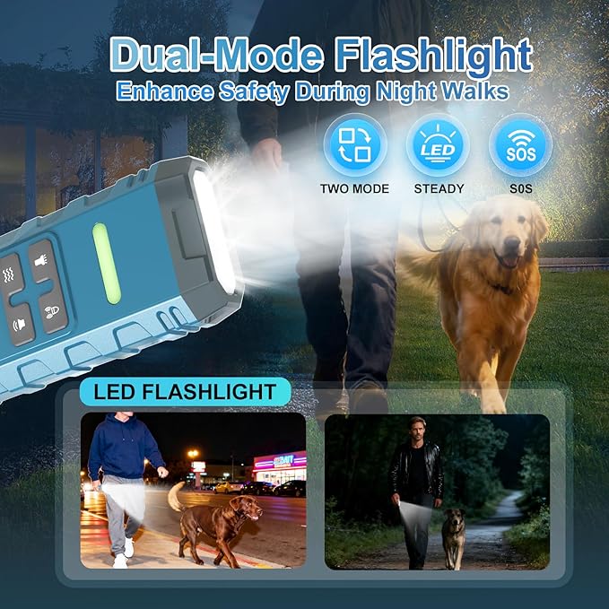 Dog Bark Deterrent Device,Anti Barking Device for Dogs, Ultrasound Dog Bark Deterrent,Best Anti-Barking Device, 4 Modes & LED Light & LCD Screen Portable Indoor & Outdoor（Blue）