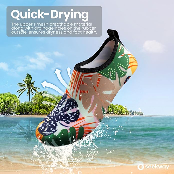 SEEKWAY Water Shoes Women Men Adult Quick-Dry Aqua Socks Barefoot Non Slip for Beach Swim River Pool Lake surf Black SK002(U)
