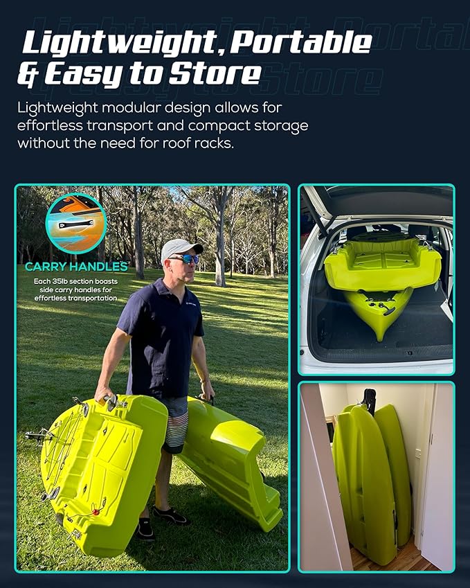 Reel Yaks Radar Modular Fishing Kayak - 10ft, 400 lbs Capacity, Sunrise - Pedal Fishing Kayaks for Adults & Youth, Sit on Top, Compact Storage, Lightweight, Easy Transport