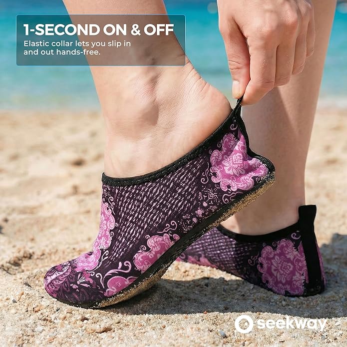 SEEKWAY Water Shoes Women Men Adult Quick-Dry Aqua Socks Barefoot Non Slip for Beach Swim River Pool Lake surf Black SK002(U)