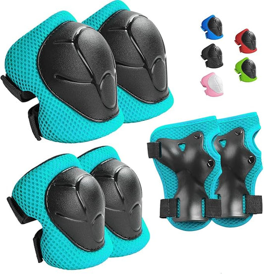 Wemfg Kids Protective Gear Set Knee Pads for Kids 3-14 Years Toddler Knee and Elbow Pads with Wrist Guards 3 in 1 for Skating Cycling Bike Rollerblading Scooter