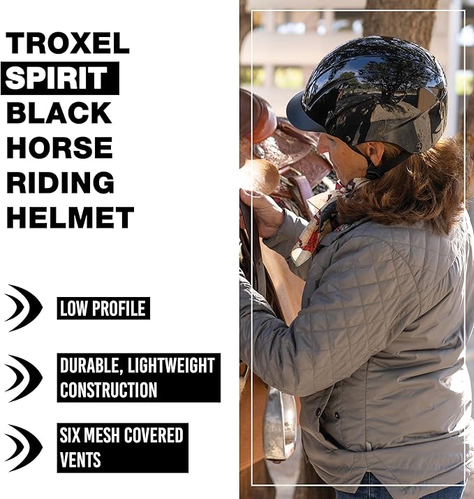 Troxel Spirit Full Coverage Horse Riding Helmet, Low-Profile Adjustable Design, Safety Horseback Riding Gear