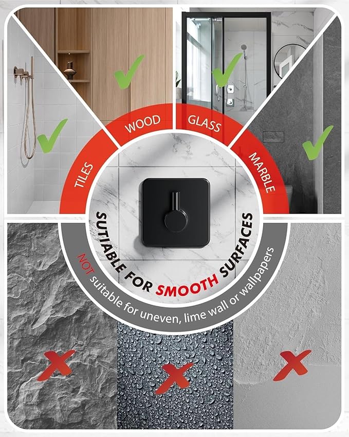 Auxmir Adhesive Hooks Heavy Duty 22lb(Max) Towel Hooks for Shower, 5 Pack Self Adhesive Damage Free Wall Hooks, Stainless Steel for Coat Robe, Waterproof Oilproof Rustproof for Bathroom Kitchen Office