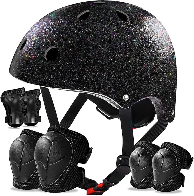 Kids Bike Helmet Set for Boys Girls Toddler Bicycle Helmet Adjustable Skateboard Helmet Protective Gear Set Knee Elbow Wrist Pads for Children Cycling, Scooter, Outdoor Sports