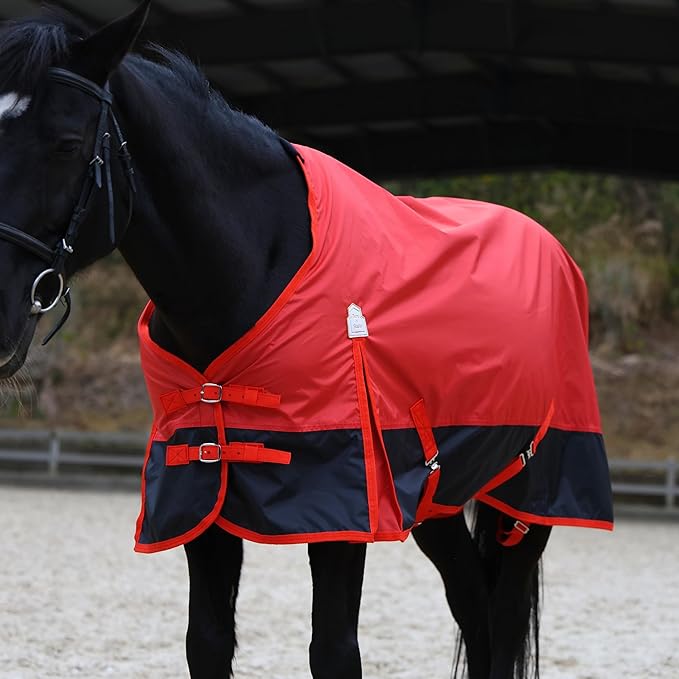 BARN & STABLE 420D Ripstop Lightweight Horse Turnout Sheet, No Fill, Water-Resistant & Breathable Horse Blanket for Spring and Mild Weather, with Anti-Rub Fleece Withers