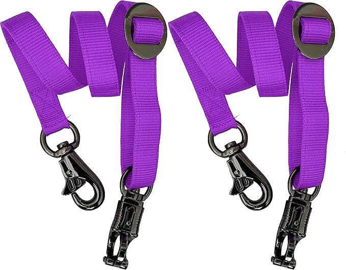 Majestic Ally Pack of 2, Double Thick Trailer Tie for Horse Haulage with Adjustable Buckle, Panic Snap and Bull Snap – 1 Inch by 36 Inch (Purple)