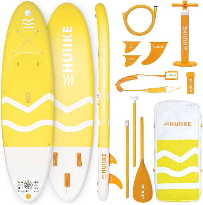 HUIIKE Inflatable Paddle Board for Adults with Accessories Included, Oar, Fins, Pump. Stand Up Paddleboard Great Stability and Resistance. 10’ x 33" x 5.9", Maximum Load 286 lb
