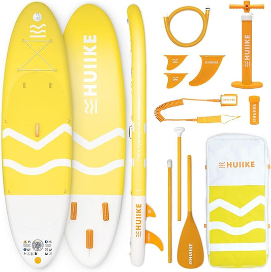 HUIIKE Inflatable Paddle Board for Adults with Accessories Included, Oar, Fins, Pump. Stand Up Paddleboard Great Stability and Resistance. 10’ x 33" x 5.9", Maximum Load 286 lb
