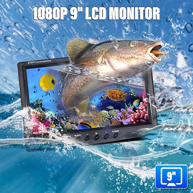 Fishing Camera with Monitor ice Fishing Camera Underwater 1000TVL,98ft/30m Cable for Lake Kayak Boat Saltwater Fishing