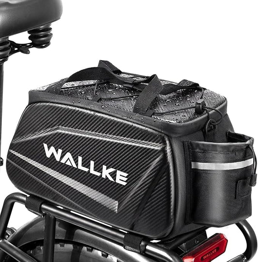 Wallke Hard Shell Bike Bag, 12L Ebike Bag for Bike Rear Rack, Waterproof Bike Saddle Bag with Reflector/Shoulder Strap/Rain Cover, Bike Panniers for Commuter Cycling Travel Wallke Ebike H9 Ultra H7
