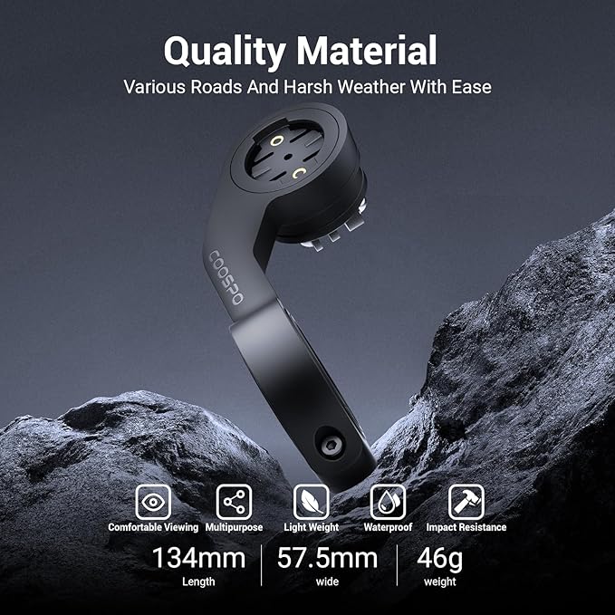 CooSpo Bike Computer Out Front Mount MT5S, Compatible with Garmin and GoPro, Bike Computer Mount Adapter for Handlebar 25.4mm/31.8mm