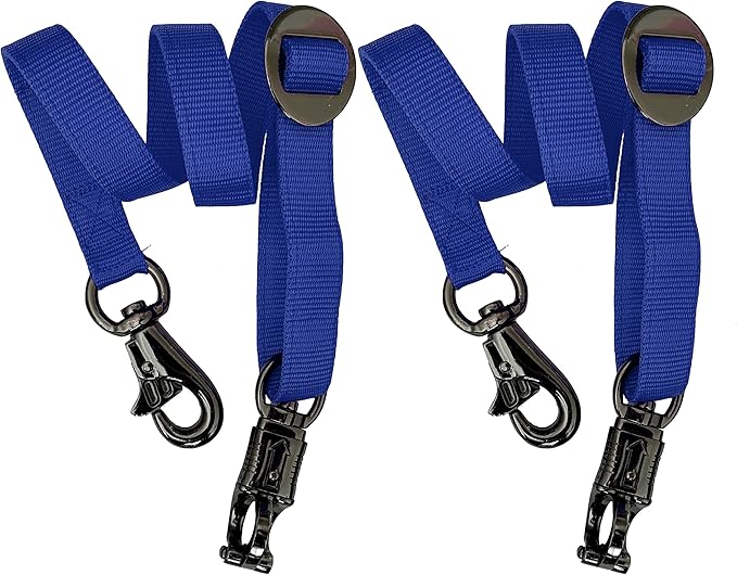 Majestic Ally Pack of 2, Double Thick Trailer Tie for Horse Haulage with Adjustable Buckle, Panic Snap and Bull Snap – 1 Inch by 36 Inch (Royal Blue)