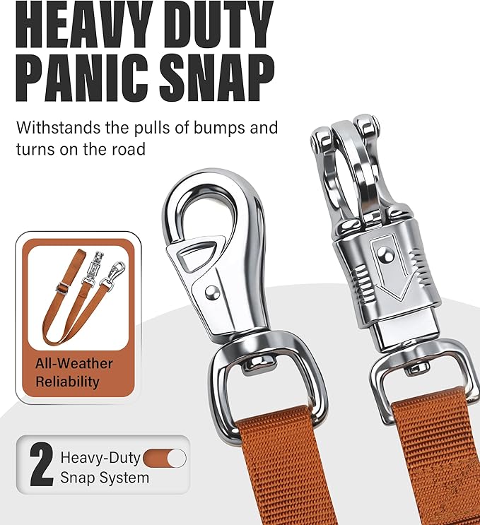 Cross Ties for Horse, Nylon Trailer Tie w/Quick-Release Panic Snap & Bull Snap Horse Trailer Accessories, Adjustable Length Range 42.5" to 73", Equestrian Supplies, Choco Brown