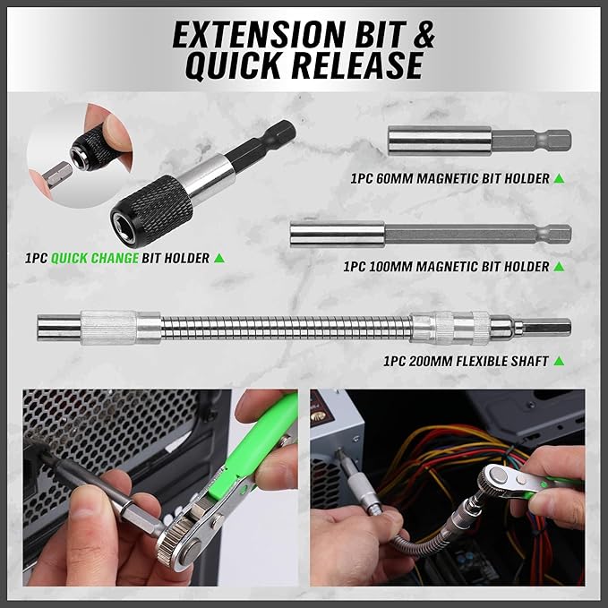 SWANLAKE 232-Piece Ultimate Screwdriver Bit Set, Cr-V Impact Driver Bit Set, Includes Security Bits, Nut Driver, Ratchet Wrench and Bits Holder