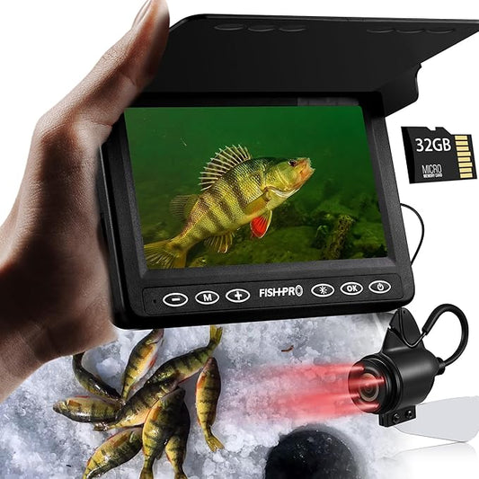 [FishPRO® 2026 アップグレード] 水中釣りカメラのPRO - 4.3インチ アイスフィッシング水中カメラ (学習不要)、1000TVL、男性向けアイスフィッシュギフト、ボートフィッシュ向けアイスフィッシュファインダー (IR/USB-C/5,000mAh/66ft対応)