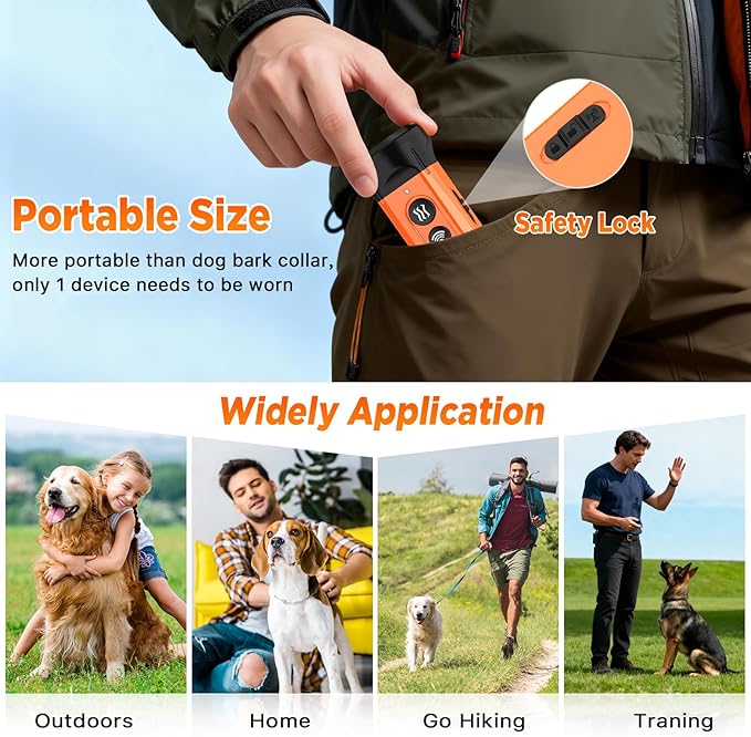 Dog Bark Deterrent Device,3X Anti Barking Device,6 Training Modes&4 Using Scenarios Dog Whistle to Stop Barking,50FT Range Ultrasonic Dog Repeller,Indoors&Outdoors Dog Barking Silencer