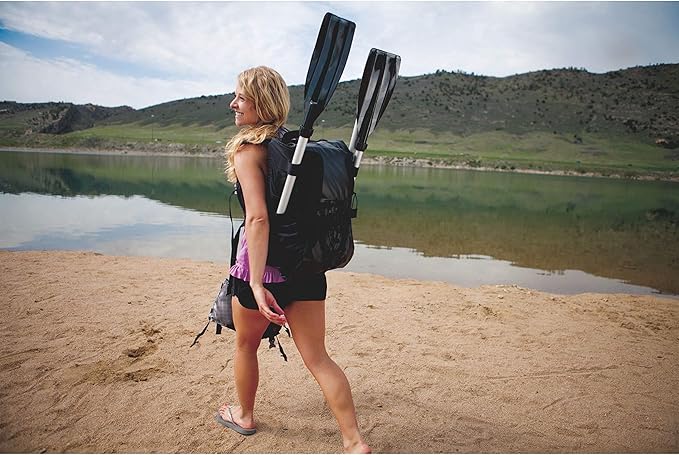Sevylor QuickPak K1 1-Person Inflatable Kayak, Kayak Folds into Backpack with 5-Minute Setup, 21-Gauge PVC Construction; Hand Pump & Paddle Included