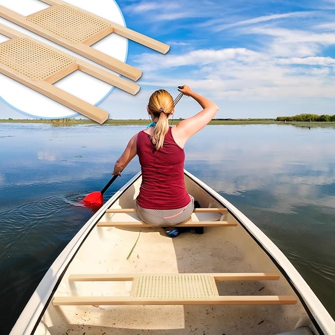 2 Pcs 34 Inch Canoe Webbed Seat Outdoor Caned Seat Replacement Canoe Hardware Accessories Weather-Resistant for Kayaking Boating Fishing Camping