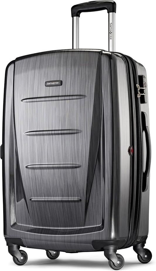 Samsonite Winfield 2 Hardside Expandable Luggage with Spinner Wheels, Charcoal, Checked-Medium 24-Inch