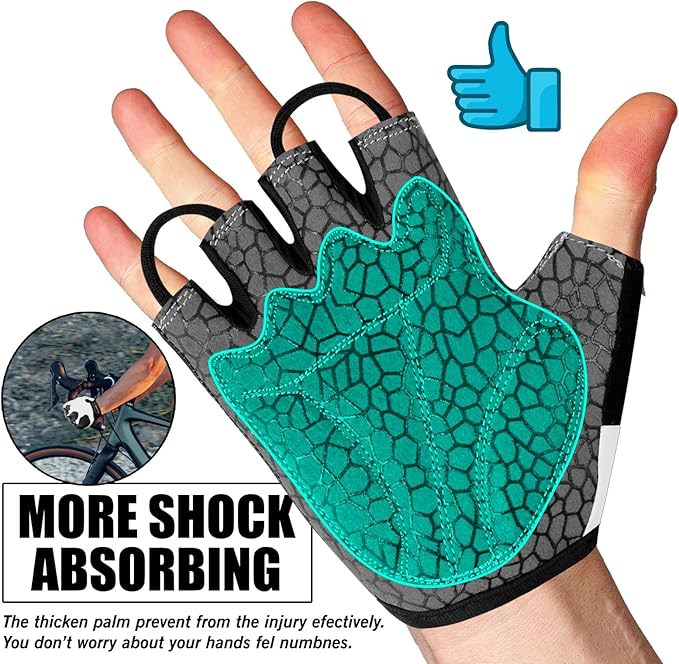 WESTWOOD FOX Cycling Gloves Half Finger Unisex Padded Grips Palm Bicycle Summer MTB Bike Gloves for Men Women Non-Slip Fingerless Short Mountain Bike Sports Hiking Climbing Gym