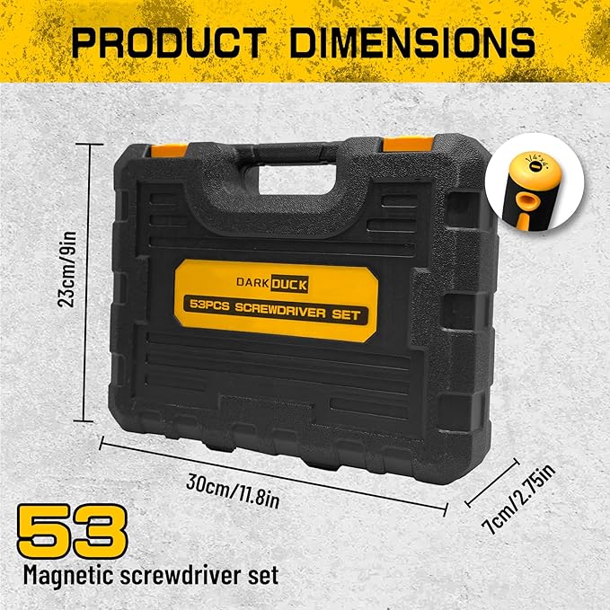 53-piece Magnetic Screwdrivers Set with Case,Phillips, Hex, Pozidriv,Torx and Precision Screwdriver Set, Magnetizer Demagnetizer Tools, Replaceable Screwdriver Bits With Sturdy tool box