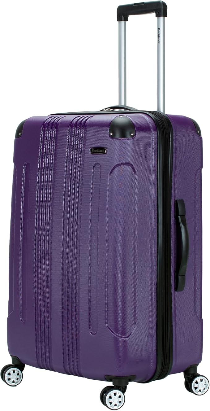 Rockland London ハードサイド 拡張可能 スピナーホイール 荷物 パープル チェック済み 大型 28インチ