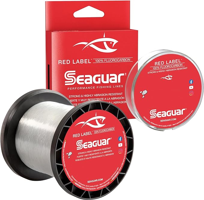 Seaguar レッドラベル フロロカーボン 100% 釣り糸、クリア、複数のサイズ、パワーベイトとヘビーデューティーな用途向け、淡水