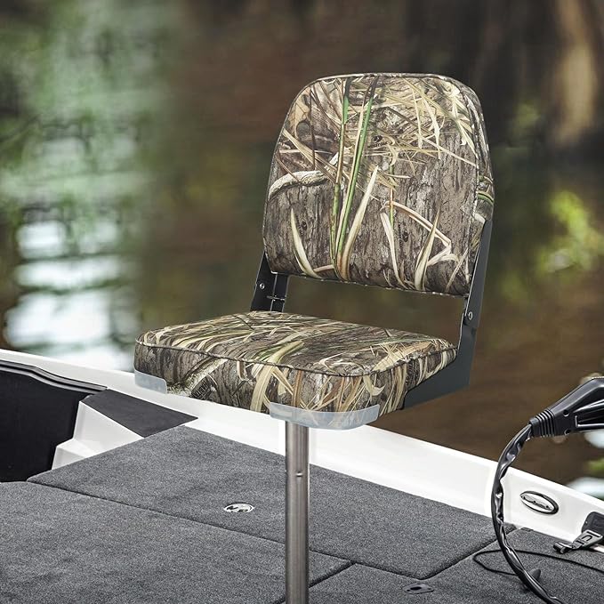 ERGOSEAT Folding Boat Seats Padded Camo Fishing Boat Chair with Backrest Marine Bass Jon Boat Seat