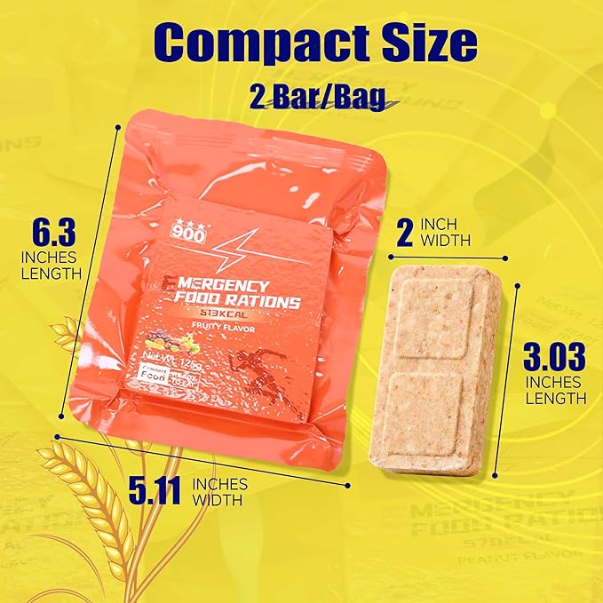 非常食バー - フルーツ味堅パン、MREミリタリーレーション2025、非常食レーションバー、キャンプ・ハイキング・サバイバル用高カロリーバー、12個入り、長期保存可能
