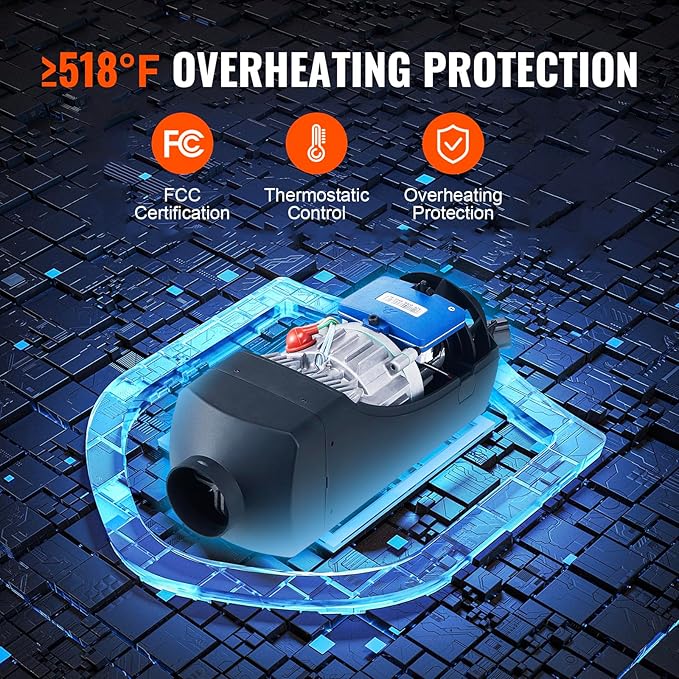 VEVOR 8KW ディーゼルヒーター、自動高度調整機能付きパーキングヒーター、最大18045フィート、Bluetoothアプリ制御ディーゼルエアヒーター、リモコンとLCD、車SUVトレーラーキャンピングカーバンガレージ用