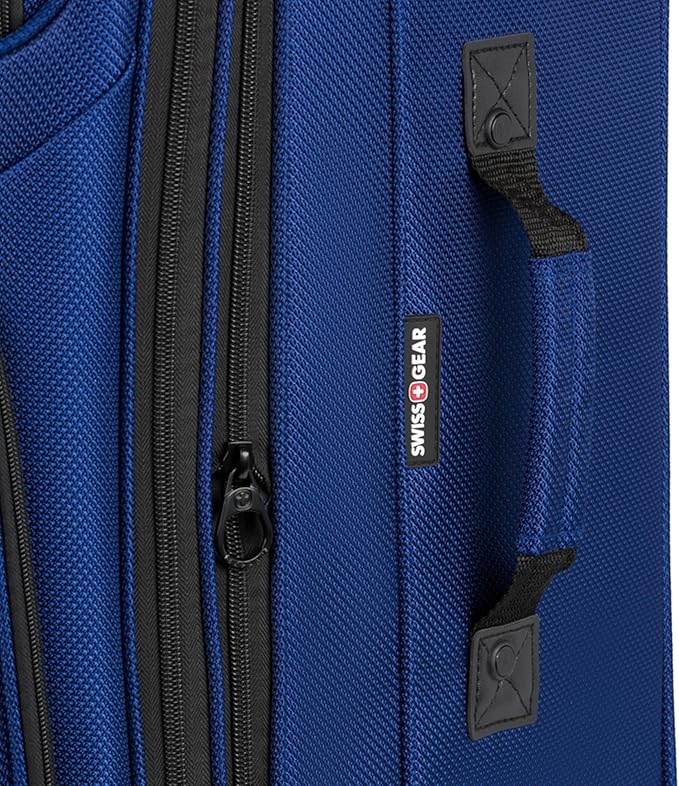 SwissGear Sion Softside Expandable Luggage – Large Checked Suitcase with 360 Degree Wheels & Retractable Handle – 29 Inch, Perfect for 7-9 Night Trips – Blue