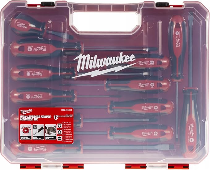 Milwaukee Set of 12 Tri-Lobe Screwdrivers 4932472003,Red