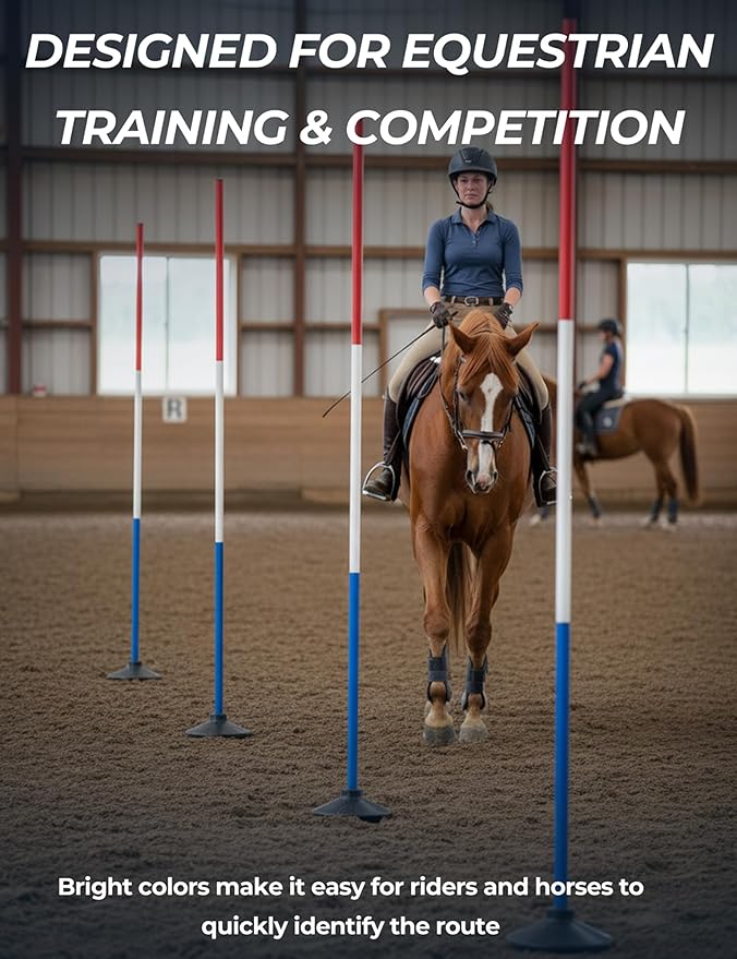 6 Pcs 6FT Pole Bending Poles for Horses, Adjustable Equestrian Sports Training Equipment for Horses, Agility Poles for Horses, Soccer, Football, Dog