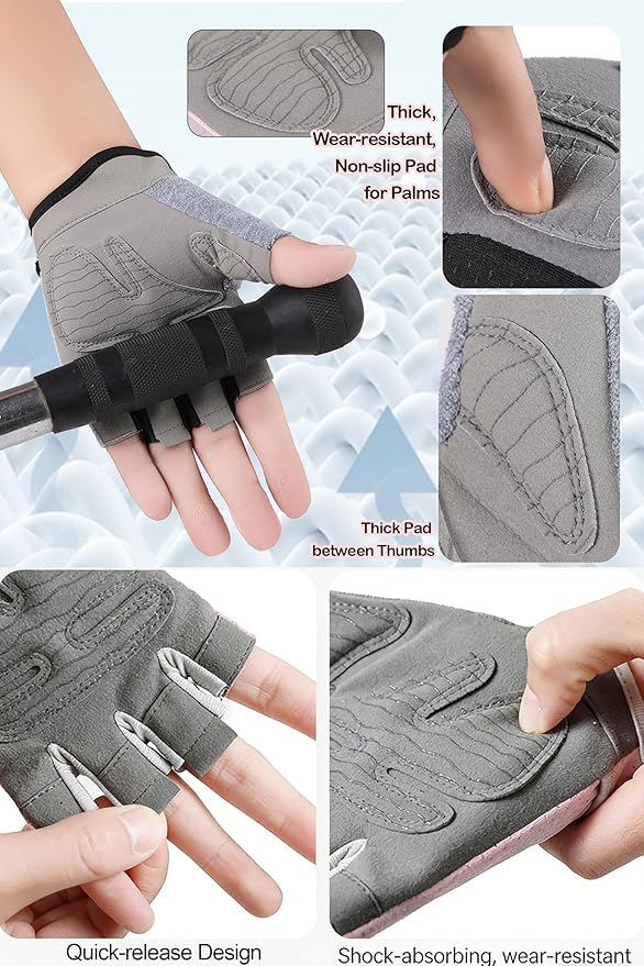 Fingerless Cycling Gloves Men Women Breathable Mesh Anti-Slip Workout Gloves for Fishing Gym Exercise Fitness Rowing