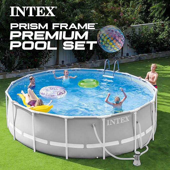 Intex 26711EH Prism Frame Premium Above Ground Swimming Pool Set: 12ft x 30in – Includes 530 GPH Cartridge Filter Pump – SuperTough Puncture Resistant – Rust Resistant – 1718 Gallon Capacity