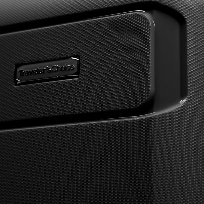 Traveler's Choice パゴサ ハードシェル 拡張可能荷物 スピナーホイール付き, ブラック, 22インチ機内持ち込み