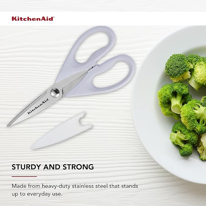 KitchenAid 万能キッチンはさみ 保護シース付き 高耐久ステンレススチール製はさみ 食洗機対応 ソフトグリップで快適なハンドル 8.72インチ ラベンダークリーム