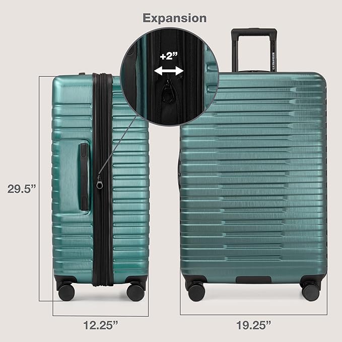 U.S. Traveler Boren 拡張可能 ハードサイド 頑丈なトラベルラゲッジ 8輪スピナー付き、ティール、大型30インチ