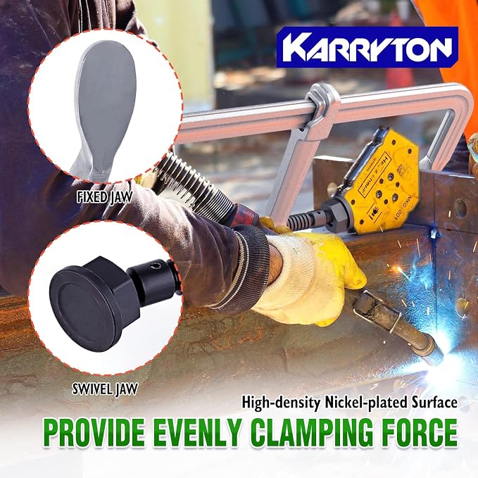 Heavy Duty 16" Inch F-Clamp w/Replaceable Pad, 5-1/2-Inch(140mm) Deep Throat, Drop Forged Steel F Style Bar Clamps for Welding, Bar Size 1-1/5" * 3/5", 2900LB Clamping Force