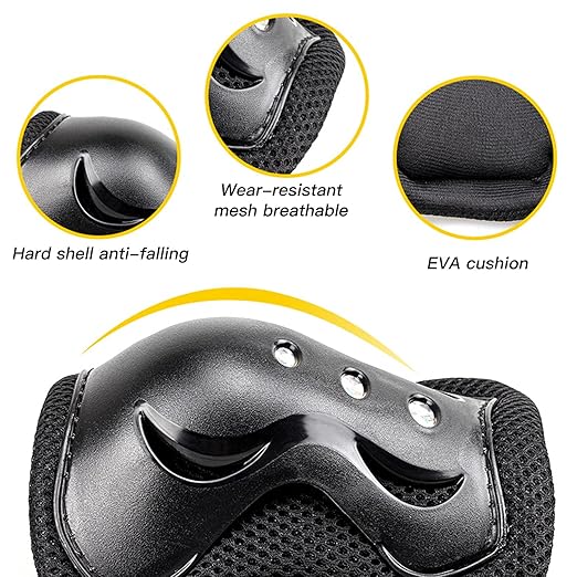 Q.LAEN 3 in 1 Durable Knee Pads Elbow Pads with Wrist Guards Sports Protective Gear Set for Rollerblading Skateboard Cycling Skating