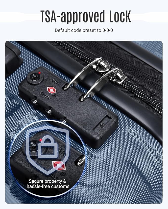 LIGHT FLIGHT スーツケースセット 3点セット スピナーホイール付き 耐久性 ハードシェル 軽量 TSAロック付き 大型預け入れ 旅行用スーツケース 20/24/28インチ ブルー/ブラウン