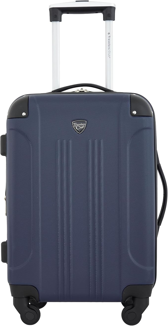 Travelers Club Chicago ハードサイド 拡張可能 スピナーラゲッジ、ネイビーブルー、3点セット