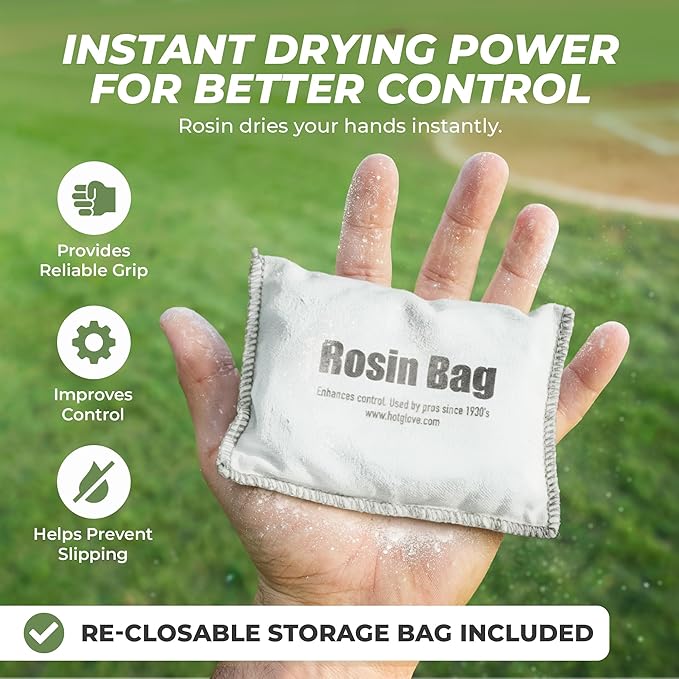 Hot Glove Extra Large Baseball Rosin Bag – Professional Pitching Rosin for Baseball & Softball – Dry Hand Grip Enhancer for Pitchers & Batters – Sweat Absorbing Grip Powder – Made in USA