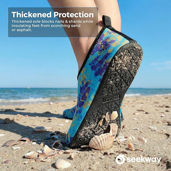 SEEKWAY Water Shoes Women Men Adult Quick-Dry Aqua Socks Barefoot Non Slip for Beach Swim River Pool Lake surf Black SK002(U)