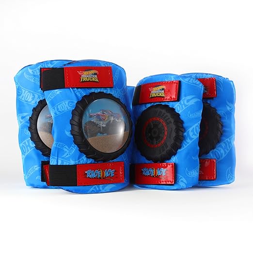 Hot Wheels Elbow and Knee Pads for Kids, Protective and Comfortable Outdoor Gear Set for Ages 3+ with Adjustable Velcro Straps, Shock Absorption, Bike Knee Pads for Boys and Girls