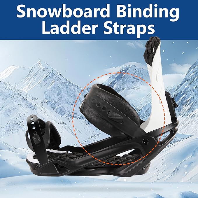 6 Pcs Snowboard Binding Tongue Hole Straps-6.1" x 1.1" Snowboard Binding Toe Slider Straps-Snowboard Ankle Ladder Strap Binding for Ski Strap-in Binding Replacement Accessories