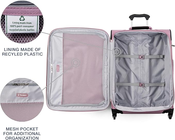Travelpro Maxlite 5 ソフトサイド 拡張可能 スピナーホイール4輪 軽量スーツケース 男女兼用 オーキッドピンクパープル チェックイン-M 25インチ